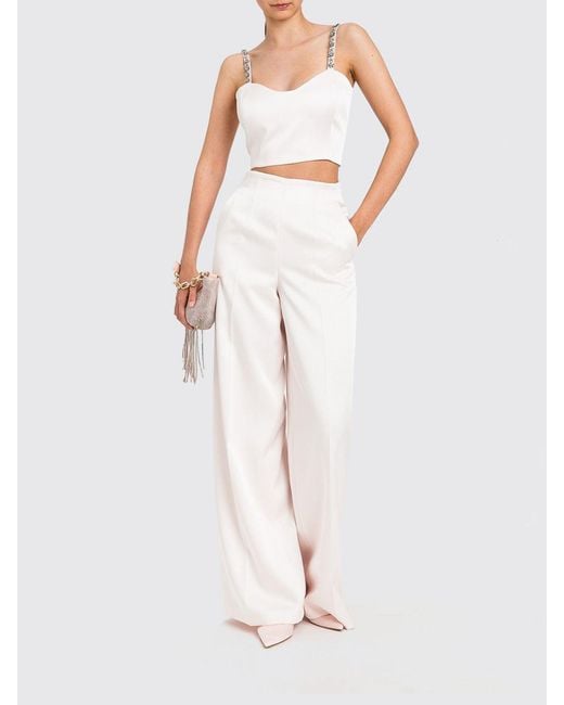Twinset White Wide Leg Crêpe Trousers