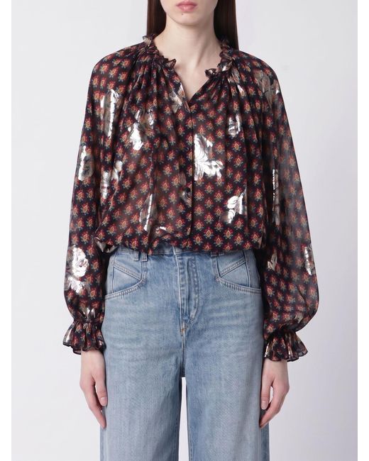 Etro Red Silk Shirt With Floral Print
