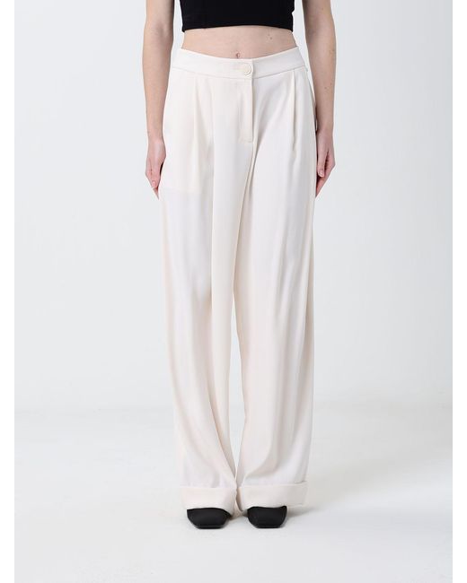 ARMANI EXCHANGE White Crêpe Wide-Leg Trousers