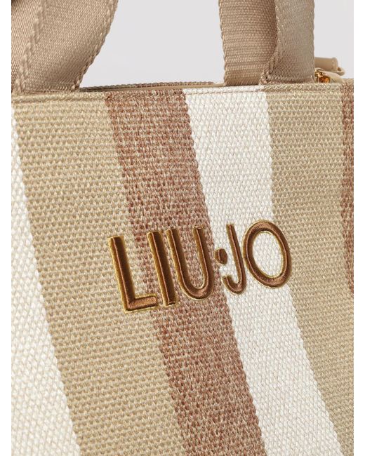 Liu Jo Natural Tasche Aus Gestreiftem Canvas
