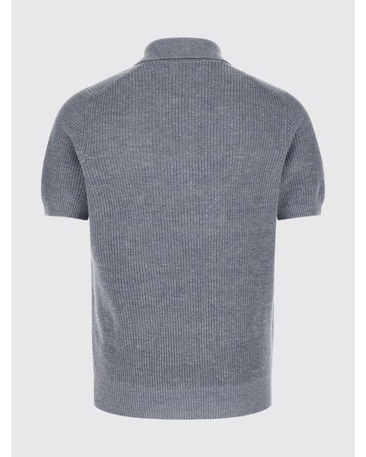 Brunello Cucinelli Blue Cotton Knit Polo Shirt for men