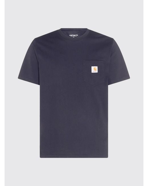Carhartt Blue Cotton Jersey T-Shirt With Logo for men