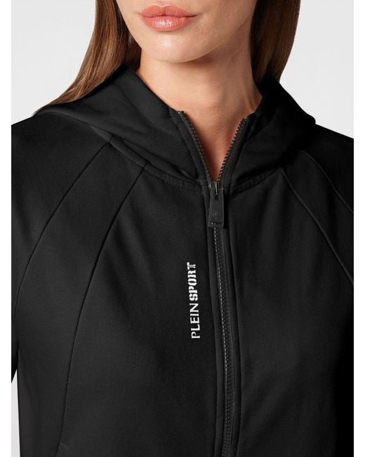 Philipp Plein Black Slim Fit Hooded Zip-Up Jersey Sweatshirt