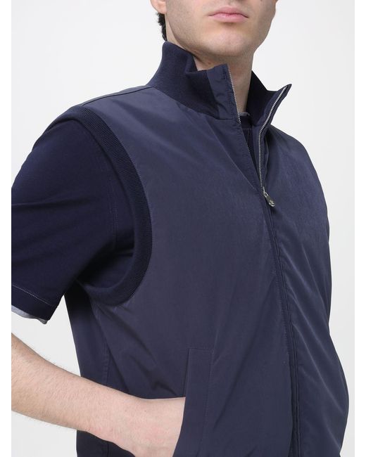 Brunello Cucinelli Blue Nylon Vest With Thermore Padding for men