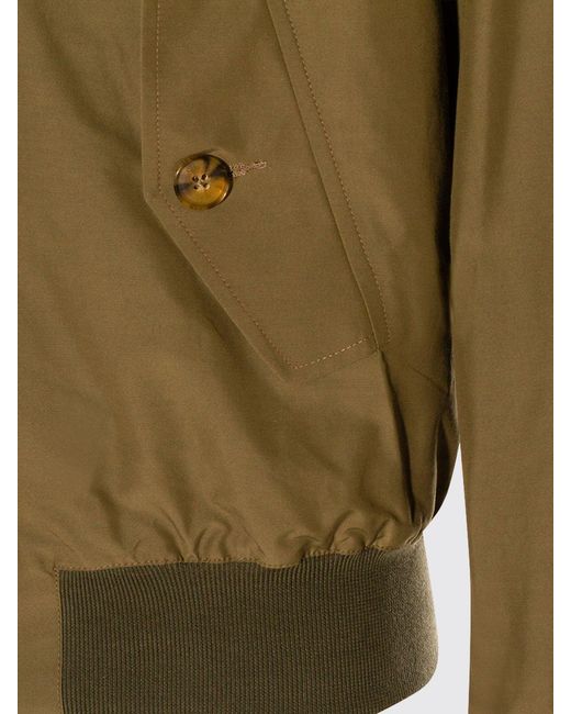 Baracuta Brown Cotton Blend Bomber Jacket With High Collar And Zip Closure for men