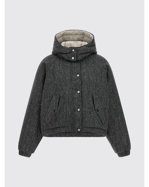 Brunello Cucinelli Gray Relaxed Fit Padded Wool-Blend Bomber Jacket With Hood
