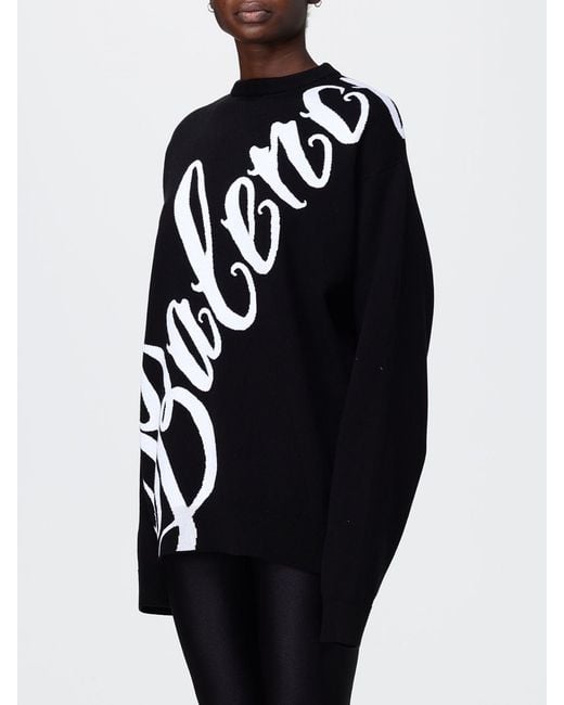 Balenciaga Blue Cotton Blend Sweater With Maxi Logo