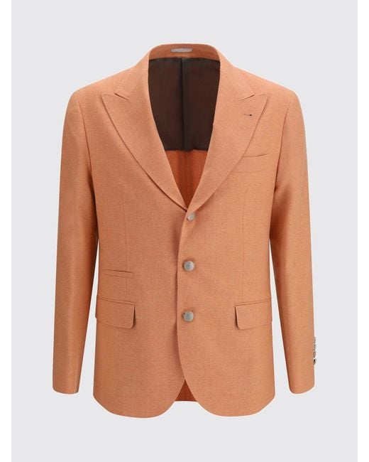 Brunello Cucinelli Pink Wool And Cotton Single-Breasted Blazer for men
