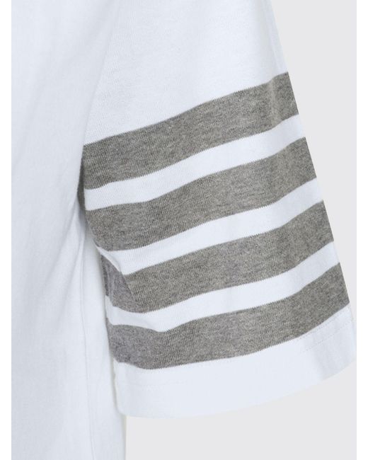 Thom Browne White 4-Bar Stripe Cotton T-Shirt