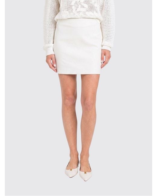 Twinset White Embroidered Viscose Blend Mini Skirt
