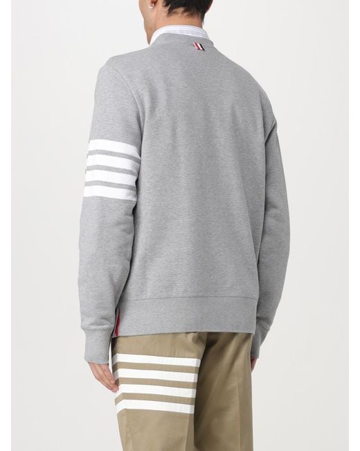 Thom Browne Gray Ribbed Wool Crewneck Sweater for men