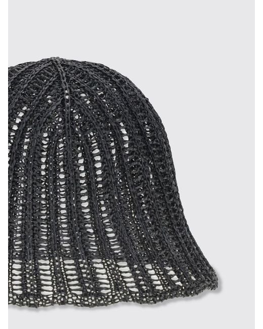 Brunello Cucinelli Black Techno Raffia Hat