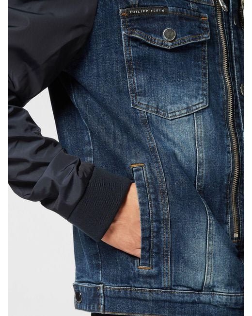 Philipp Plein Blue Cotton Jean Jacket With Classic Collar And Buttons for men