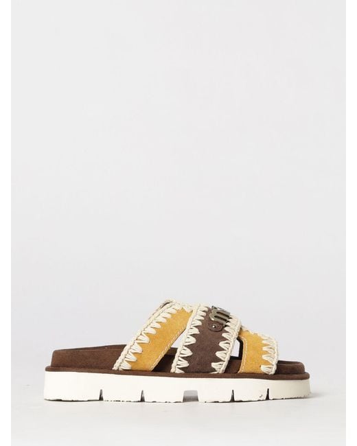 Mou Metallic Suede Sandal With Contrast Stitching