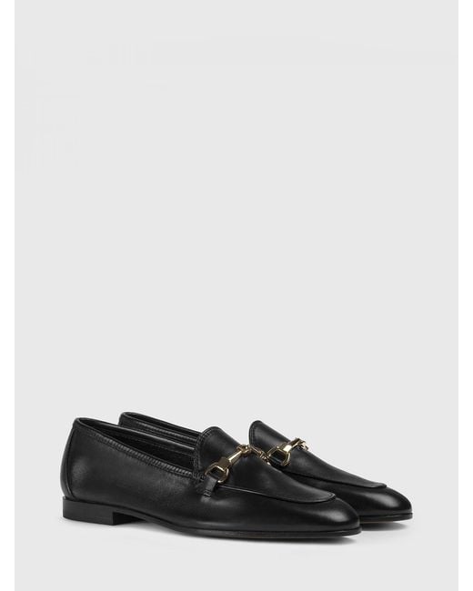 Doucal's Black Leather Loafers With Bit