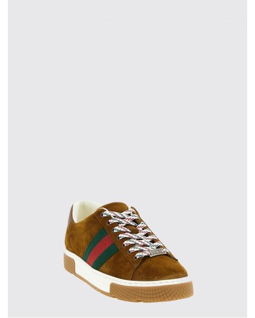 Gucci Brown Ace Suede Sneakers for men