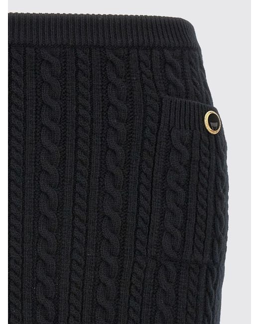 Alessandra Rich Black Cable Knit Skirt Hardware