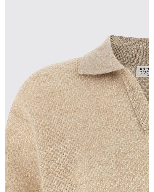 Brunello Cucinelli Blue Mohair And Wool Long-Sleeved Knitted Polo With V-Neck