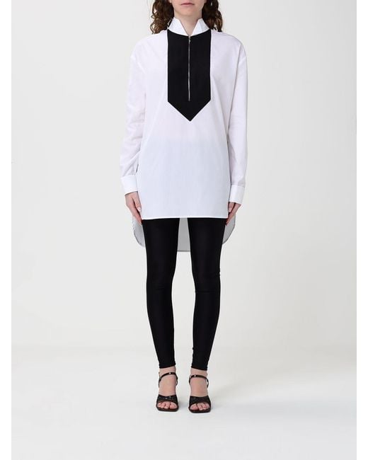 Karl Lagerfeld White Cotton Shirt With Zip