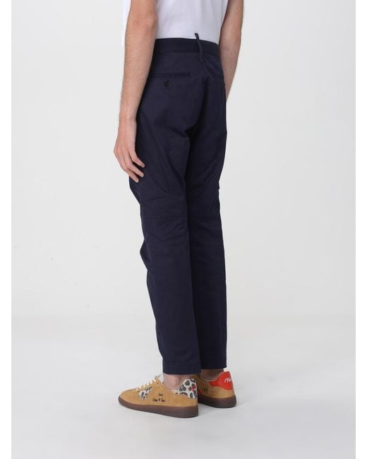 DSquared² Blue Stretch Cotton Cargo Trousers for men