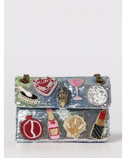 Kurt Geiger Metallic Kensington Fabric Bag With Embroidered Sequins And Patch