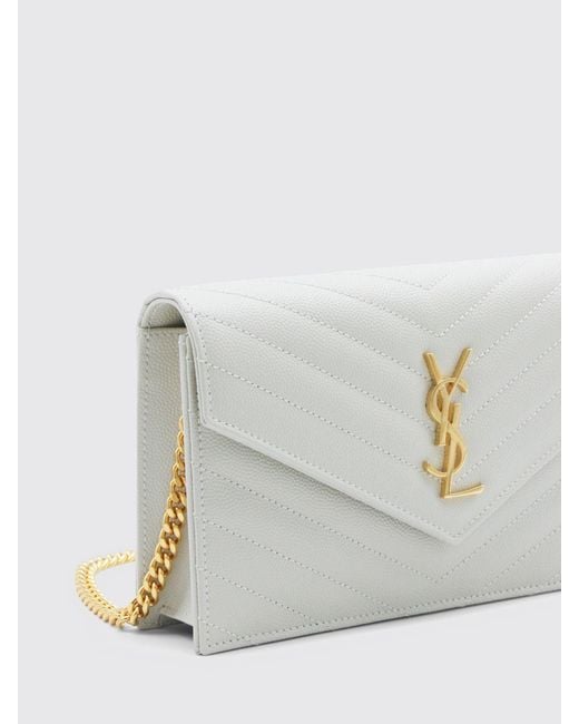 Saint Laurent White Envelope Cassandre Chain Wallet