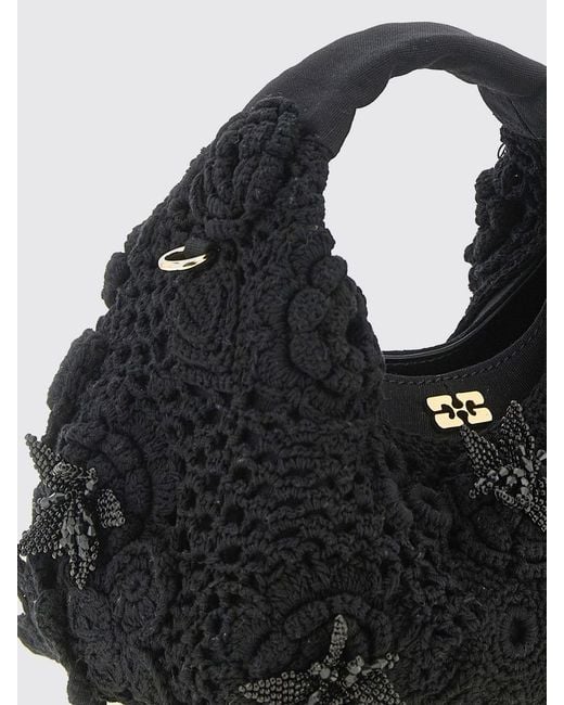 Ganni Black Crochet Handbag