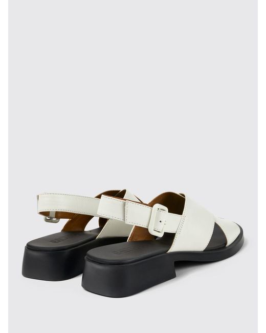 Camper White Flat Sandals