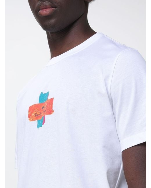 Paul Smith White Organic Cotton T-Shirt With Logo for men