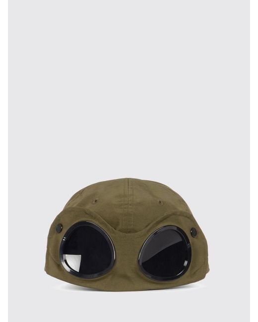 C P Company Green Nylon Hat With Back Lenses for men