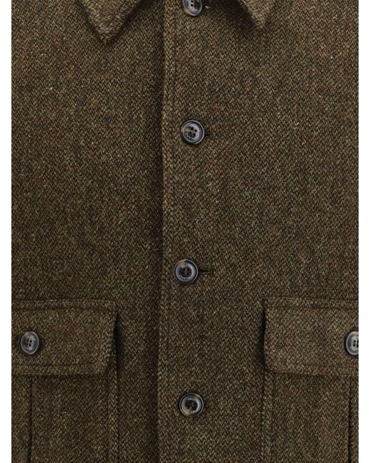 Valstar Brown Wool Bomber Jacket With Classic Collar And Patch Pockets for men