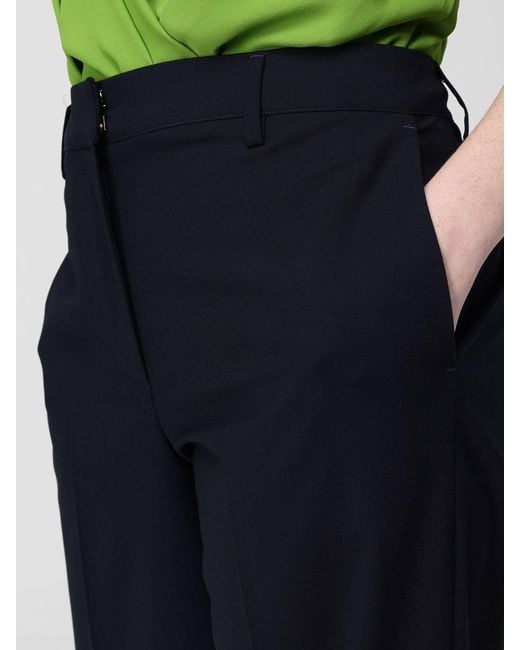 PT Torino Blue Wide Leg Stretch Virgin Wool Trousers