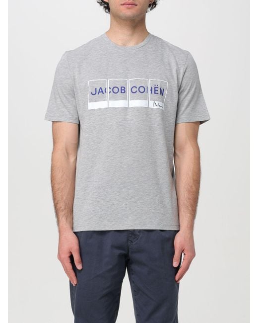 T-shirt in cotone con logo di Jacob Cohen in Gray da Uomo