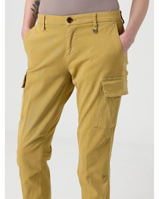 Mason's Yellow Stretch Cotton Cargo Trousers