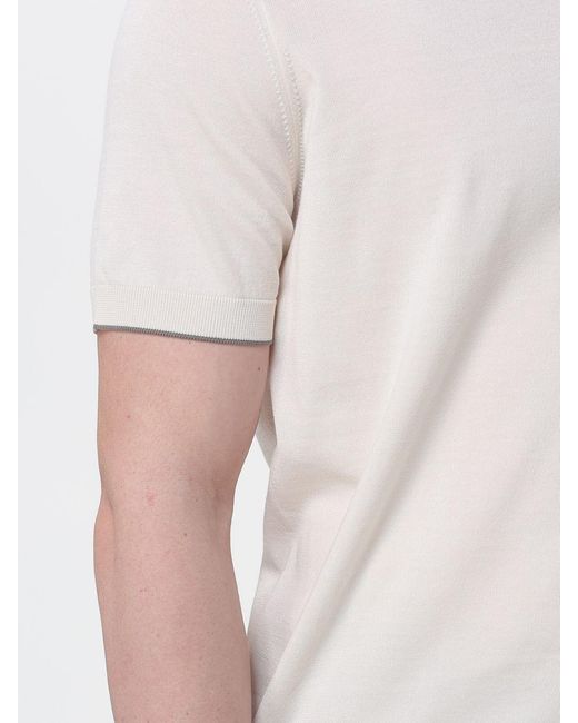 Brunello Cucinelli White Cotton Knit Polo Shirt for men