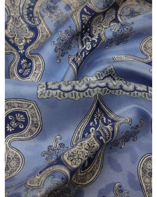 Etro Blue Silk Pouch With Animalier Paisley Motif for men