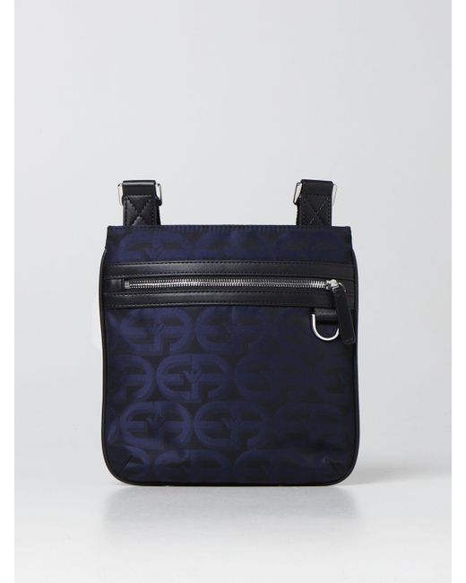 Emporio Armani Pebbled-leather Messenger Bag in Blue for Men Mens Bags Messenger bags 