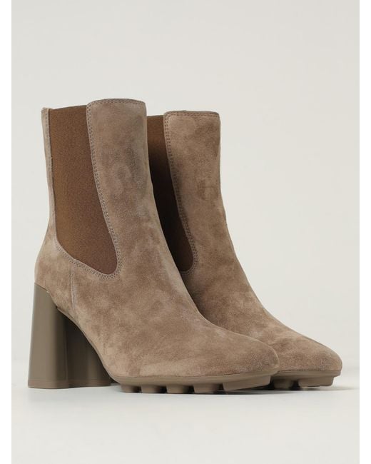 Hogan Brown Flat Ankle Boots