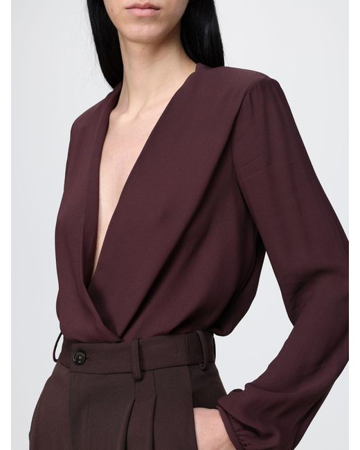 Elisabetta Franchi Purple Georgette Bodysuit Blouse