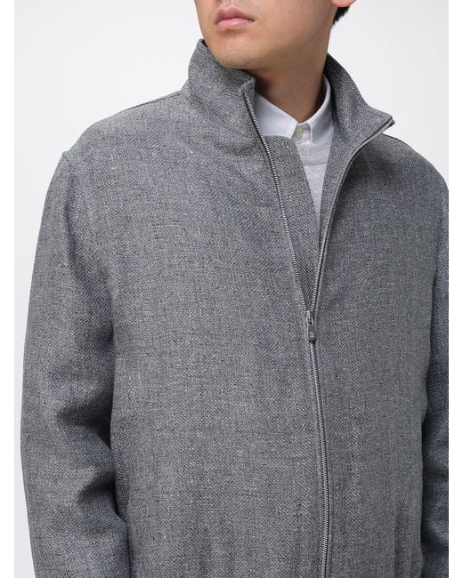 Brunello Cucinelli Gray Wool And Linen Blend Bomber Jacket for men