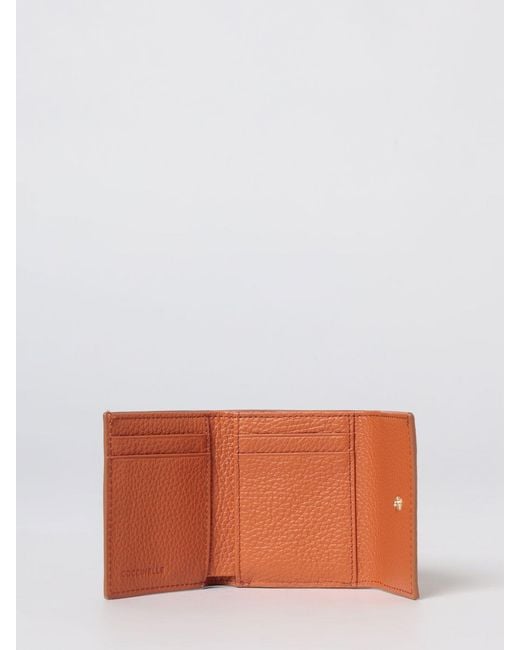 Coccinelle Orange Grained Leather Metallic Soft Wallet