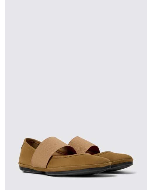 Camper White Right Nina Suede Ballerina Flats