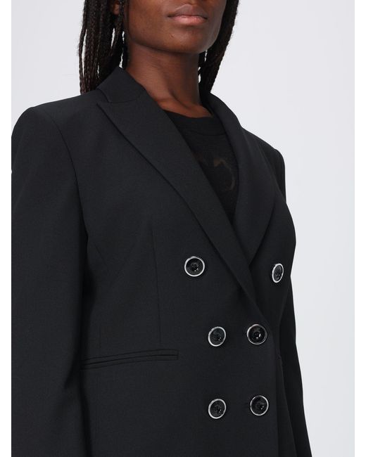 Pinko Blue Alexia Cropped Double-Breasted Crêpe Blazer With Rever Collar