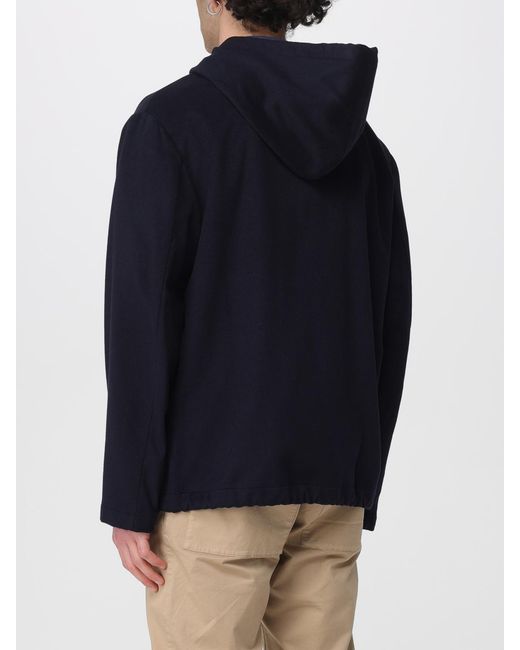 Barena Blue Cashmere Hooded Overshirt for men