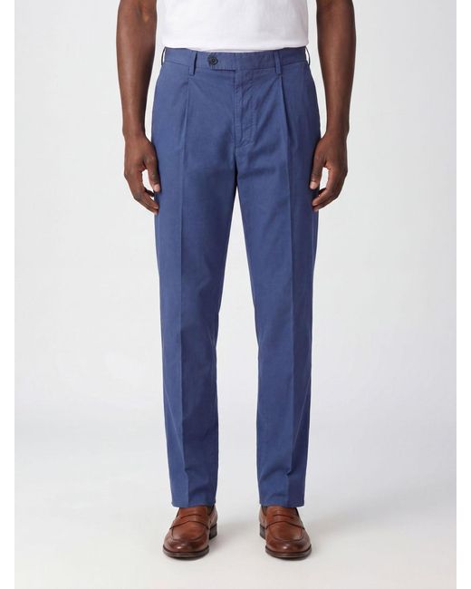 Incotex Blue Slim Fit Cotton And Linen Blend Chino Trousers for men