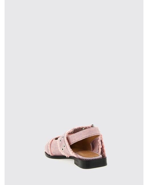 Ganni Pink Organic Cotton Canvas Ballerinas