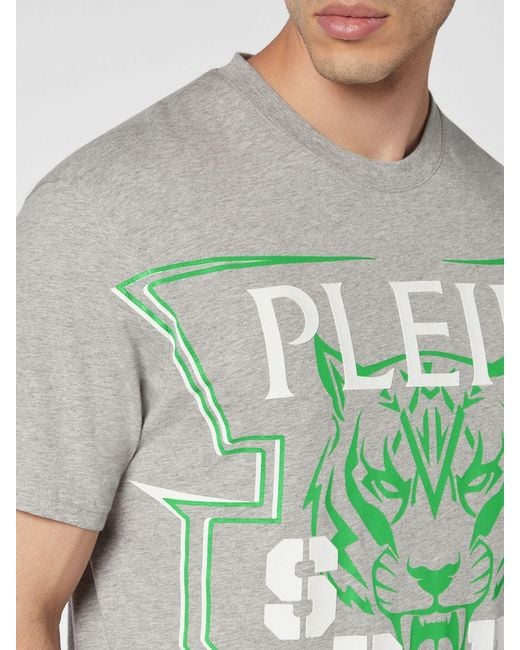Philipp Plein Green Slim Fit Cotton T-Shirt With Printed Logo On The Chest for men