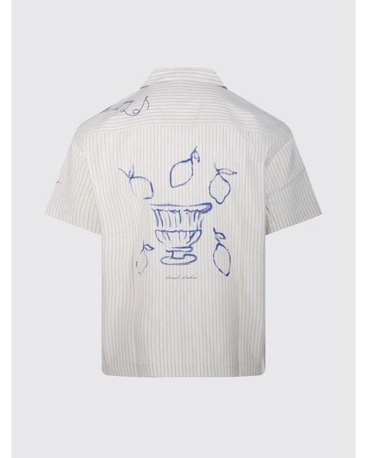 DUNST White Printed Casual Cotton Blend Shirt for men