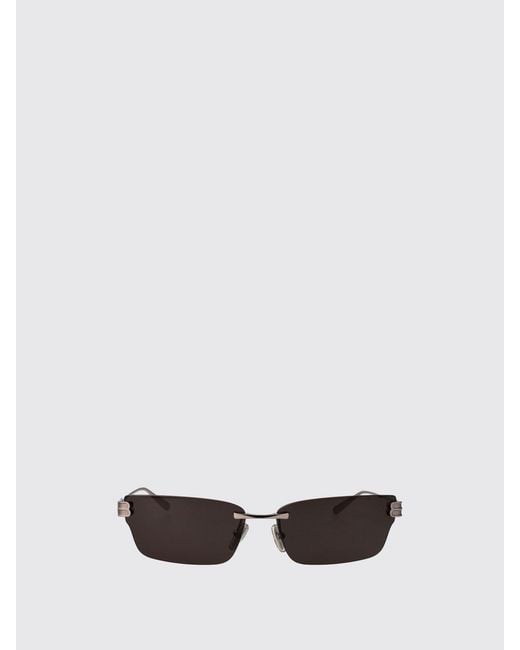 Balenciaga White Rectangular Metal Sunglasses With Monogram And Adjustable Nose Pads