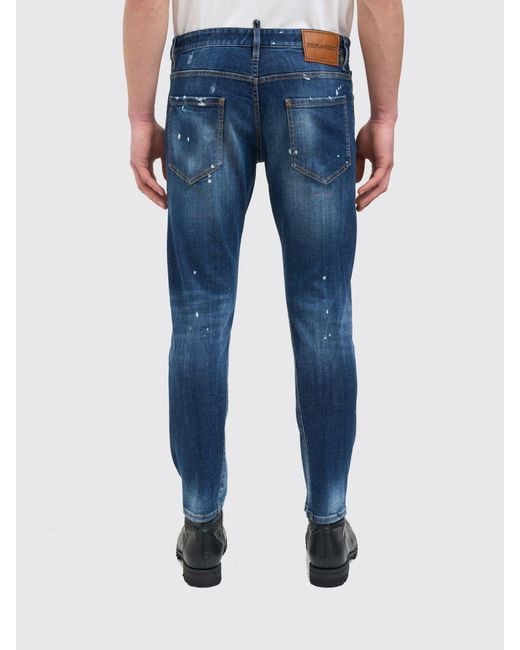 Jeans Skinny Fit De Algodón Elástico DSquared² de hombre de color Blue